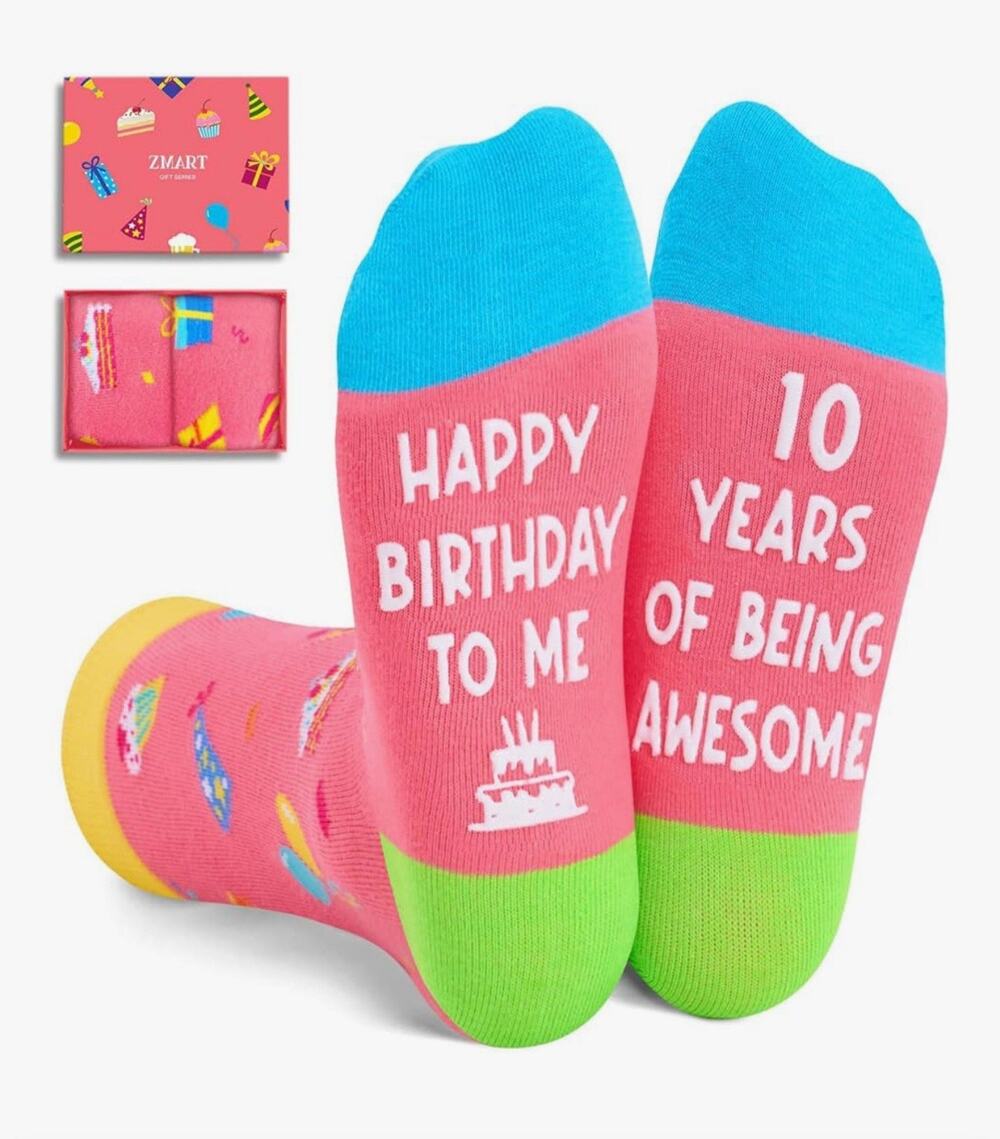Zmart 10th Birthday Gifts for Girls - Tween Socks for 10 Year Olds Size L/XL